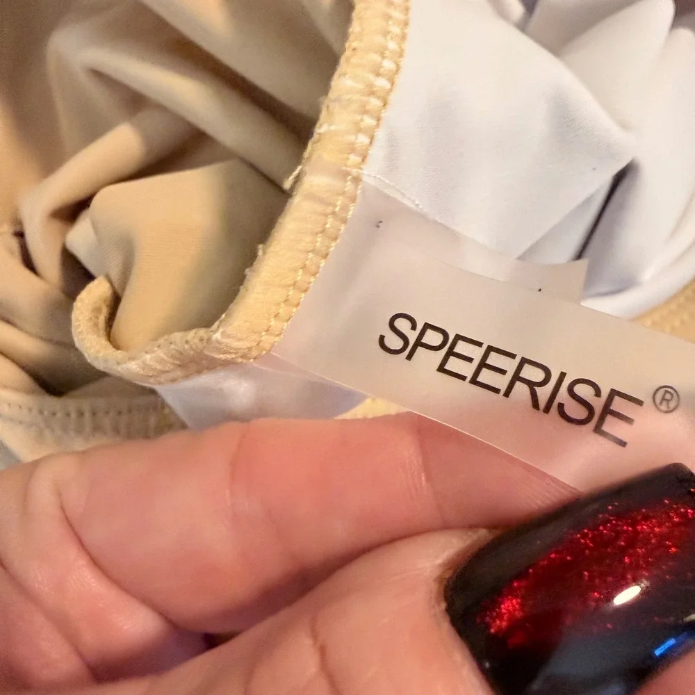 Speerise Nude Dance Unitard Shorts Leotard Beige Youth Size 150